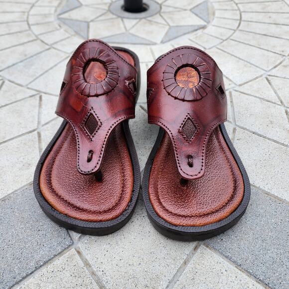 Cleopatra Leather Thong Platform Ancient Egyptian Sandals 6.5 - Picture 3 of 9